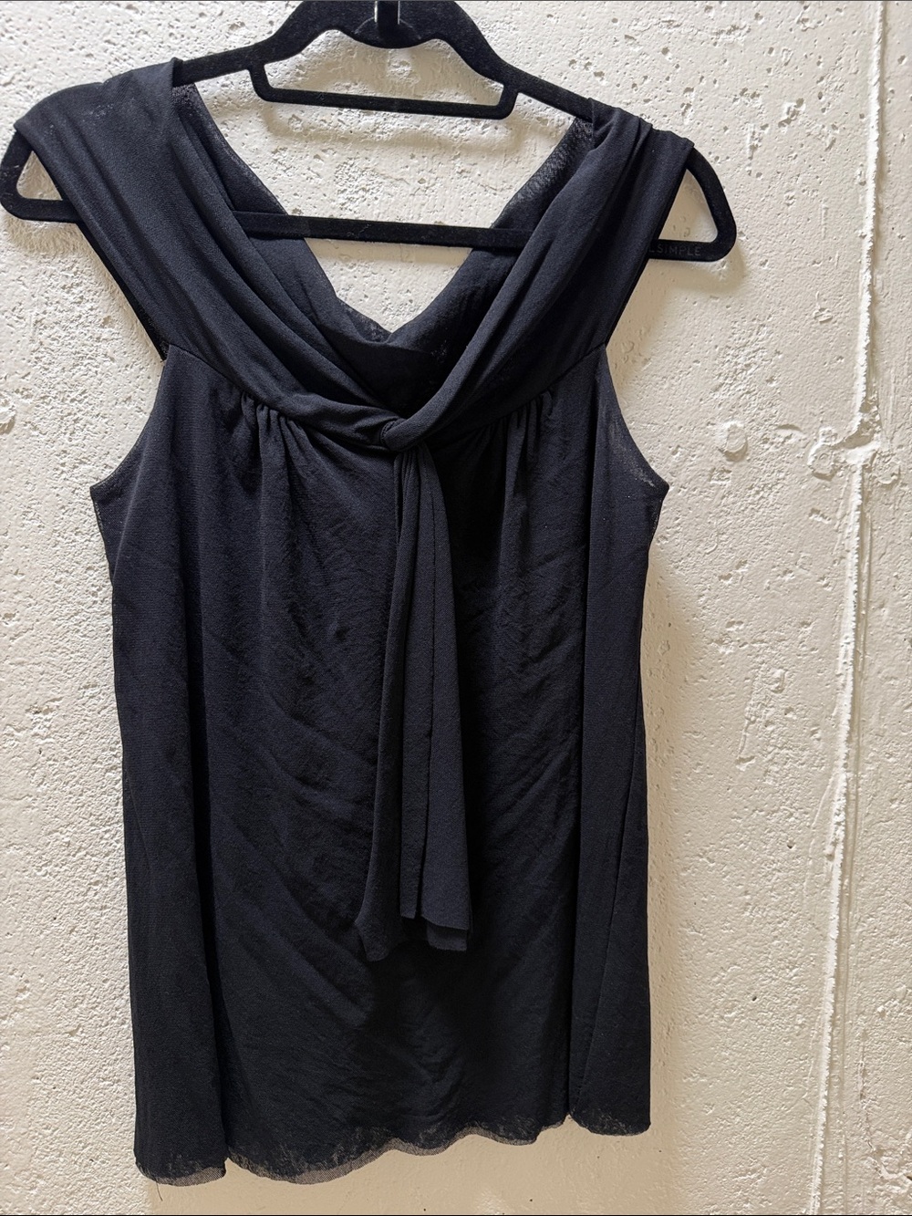 Black Sleeveless Tie-Front Tulle Women’s Top